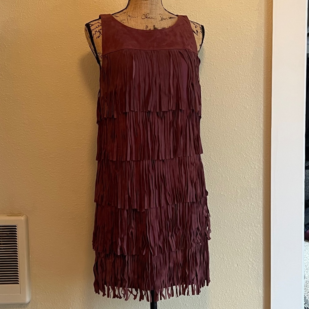 Chelsea28 Leather Fringe Dress